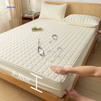 Protectora de Colchon antifluido Comfortora™ | Impermeable, transpirable, Premium - Viene con Fundas y 50% OFF