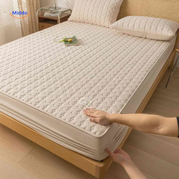 Protectora de Colchon antifluido Comfortora™ | Impermeable, transpirable, Premium - Viene con Fundas y 50% OFF