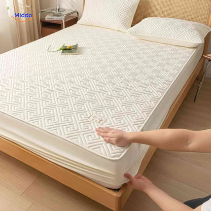 Protectora de Colchon antifluido Comfortora™ | Impermeable, transpirable, Premium - Viene con Fundas y 50% OFF