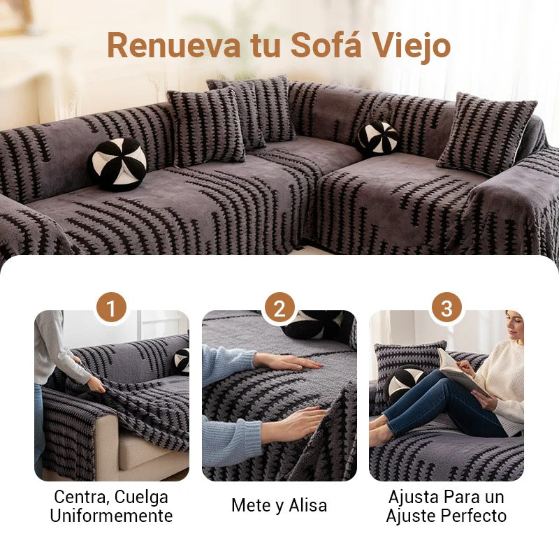 Cubierta de sofá de felpa 2026 - Funda de sofá suave y antideslizante de felpa - 4 Puestos -con 50% Descuento