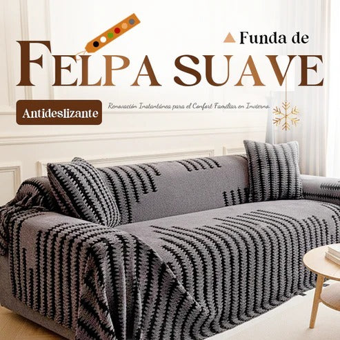 Cubierta de sofá de felpa 2026 - Funda de sofá suave y antideslizante de felpa - 4 Puestos -con 50% Descuento