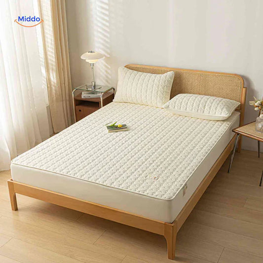 Protectora de Colchon antifluido Comfortora™ | Impermeable, transpirable, Premium - Viene con Fundas y 50% OFF